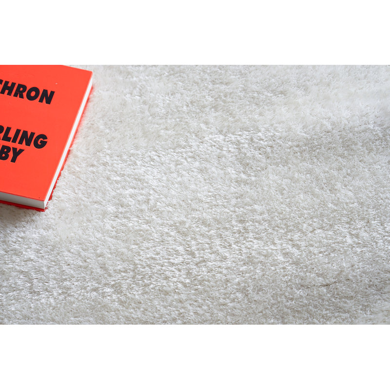 Luxe Shag Powerloom Microfiber/Polyester Area Rug in Ivory, Rectangle 2' x 3'