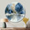 Aquarelle bleu et gris, érable, forêt au Canada - Décoration murale ronde en métal à motif floral