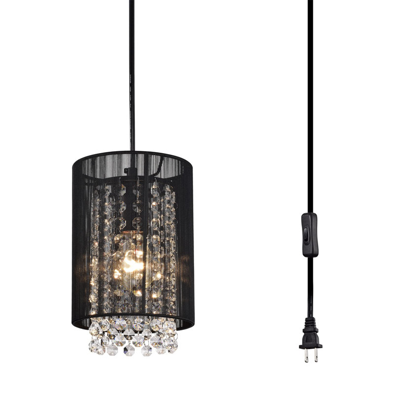 Luminaire suspendu cylindrique à 1 lumière Jemika, Noir
