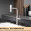 Robinet de cuisine en acier inoxydable en nickel brossé, enseigne de jet escamotable, poignée simple pour éviers et barres Robinet d'évier avec douchette, look moderne et barre