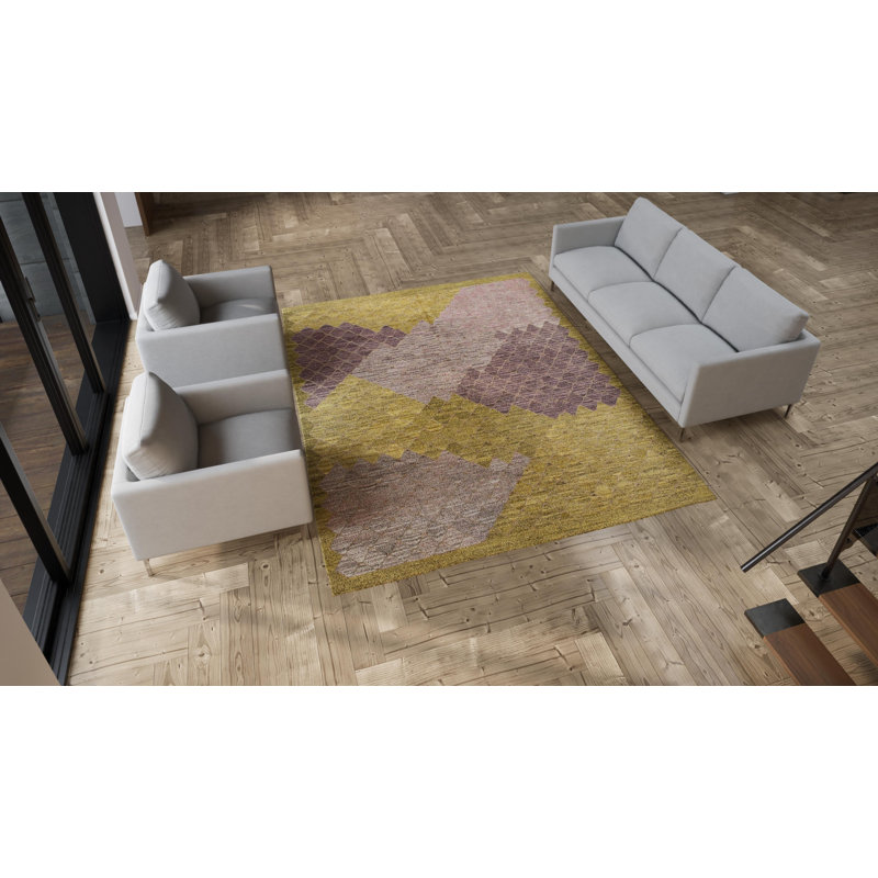 Purple Green Vintage Flatweave Rug - 8'7"" x 10'4""