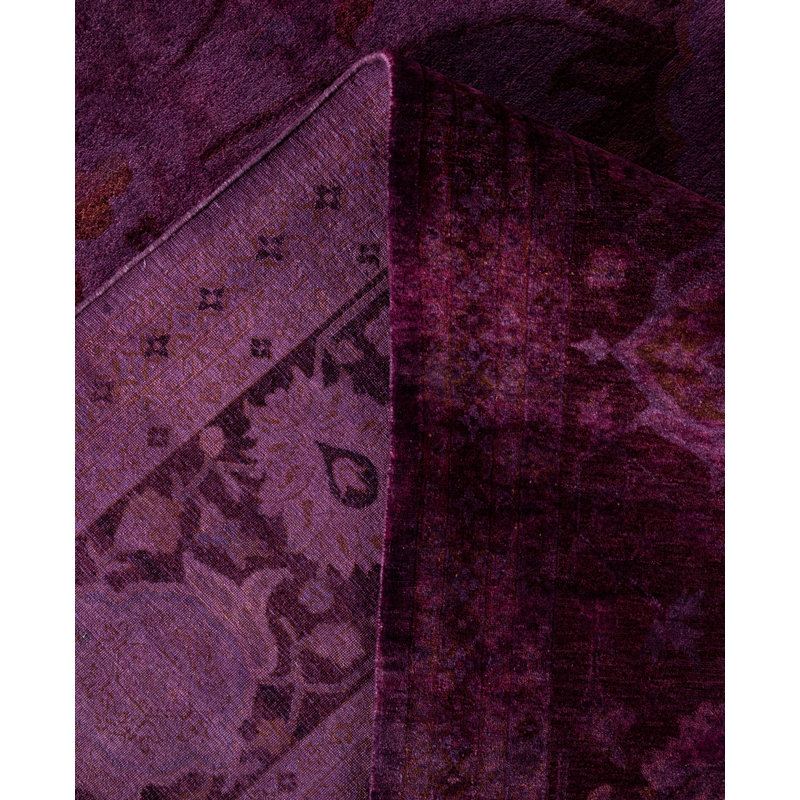 Overdyed Hand-Knotted Wool Modern-Contemporary Purple Area Rug 9' 1" x 12' 1"