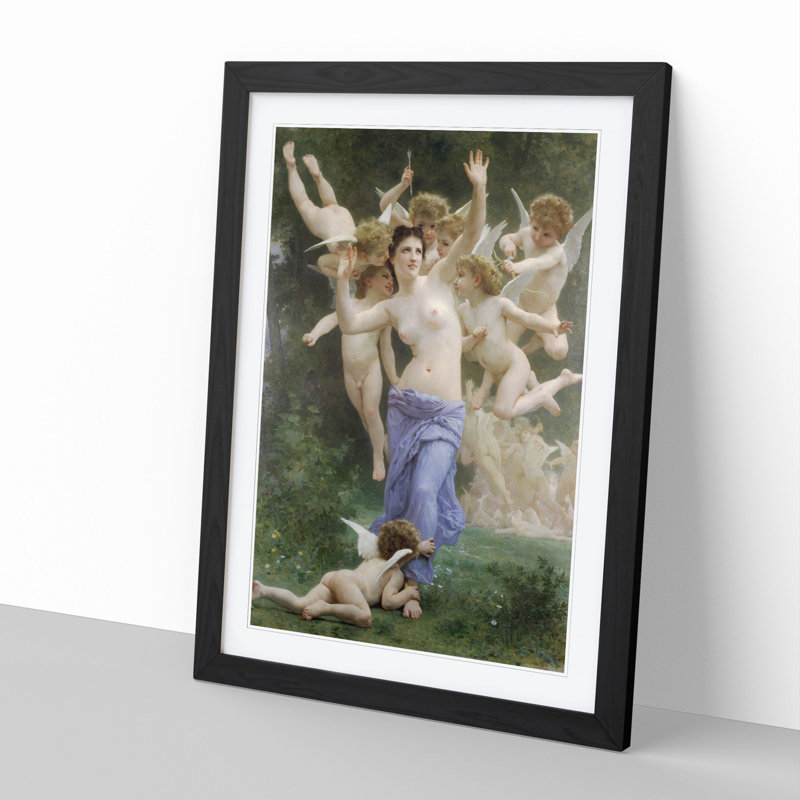 The Invitation by William Adolphe Bouguereau - Picture Frame Painting, 48cm H x 36cm W x 2cm D, Black