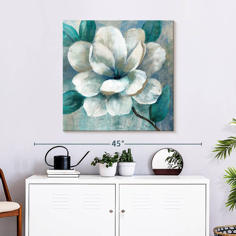 Harnek Teal Magnolia II, 30" H x 30" W