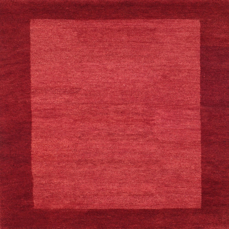 Tapis contemporain rose / rouge, Carré 6 pi