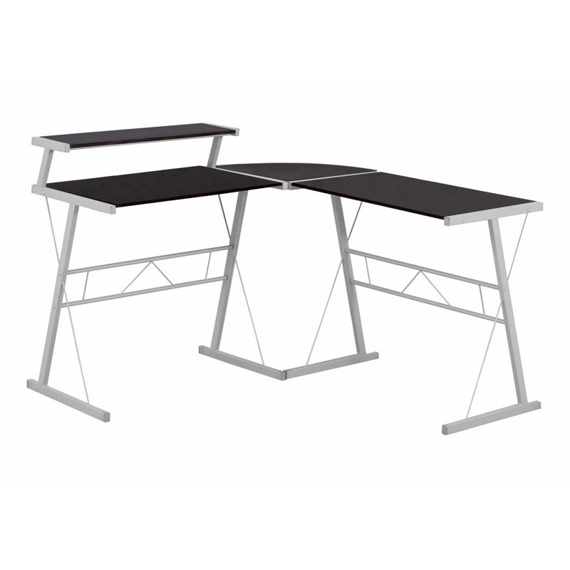 Bureau d'ordinateur d'angle, bureau en L avec pieds en métal