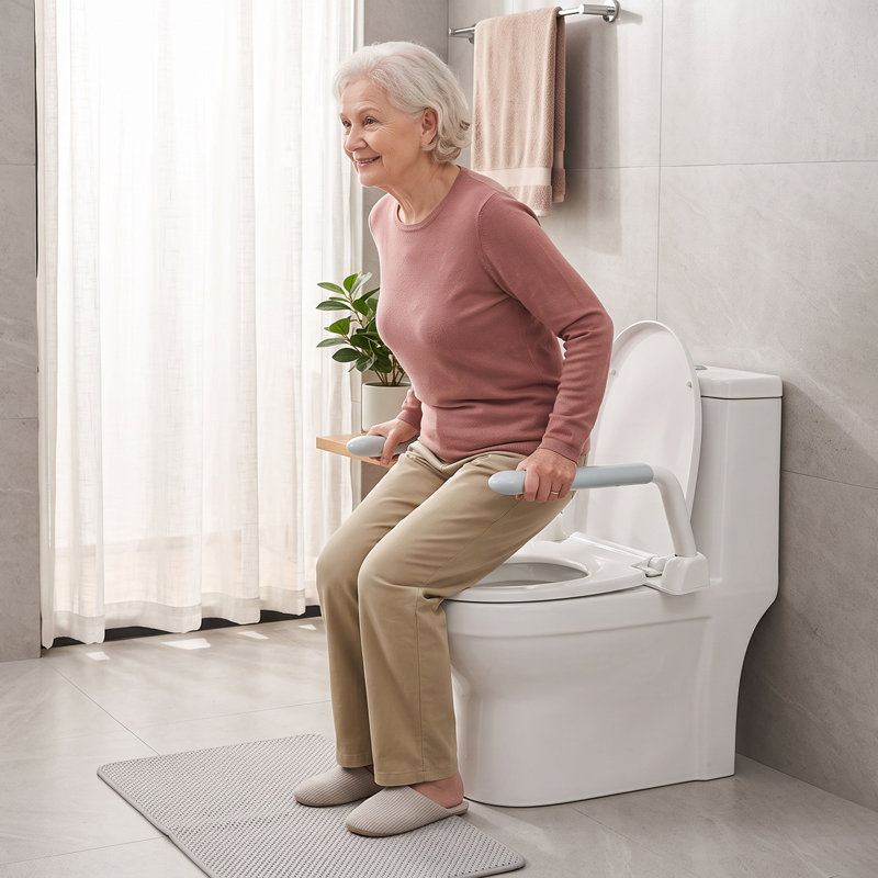 Barrière de sécurité pour toilette avec poignées rabattables - Cadre de sécurité pour personnes âgées d'une capacité de 450 lb