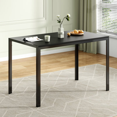 Table de salle à manger pour 4 à 6 personnes, plateau de table rectangulaire en bois de 47 po et structure en métal pour le bureau de salle à manger de cuisine