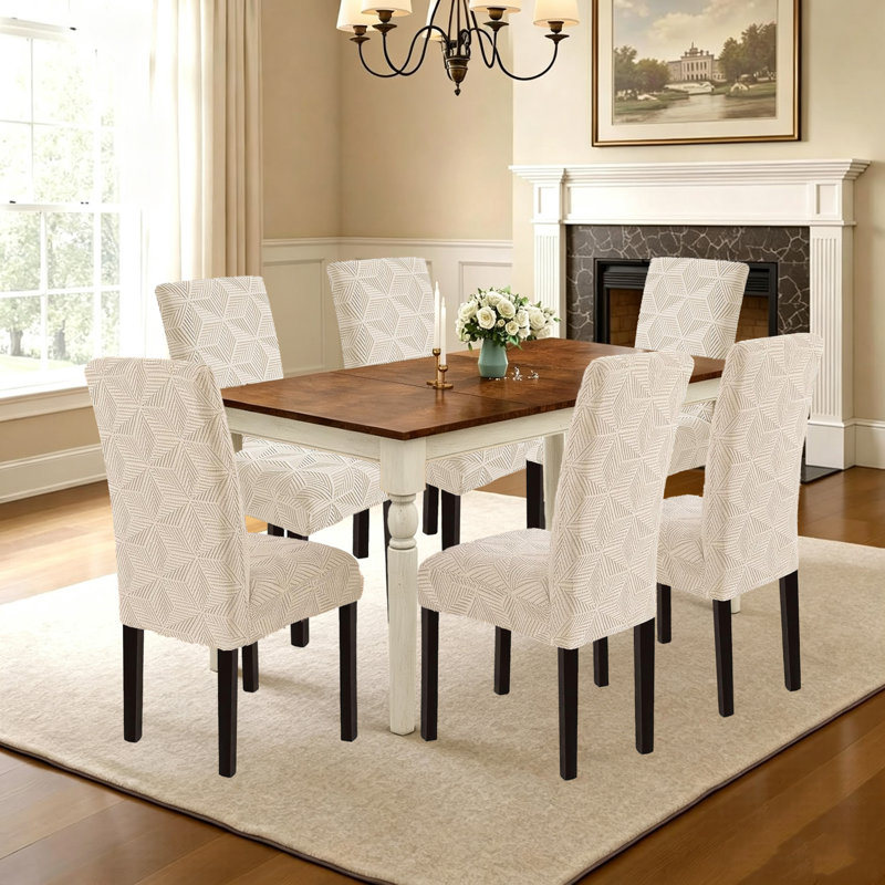 Housses de chaises de salle à manger extensibles pour chaises Parsons, ensemble de 6, Beige