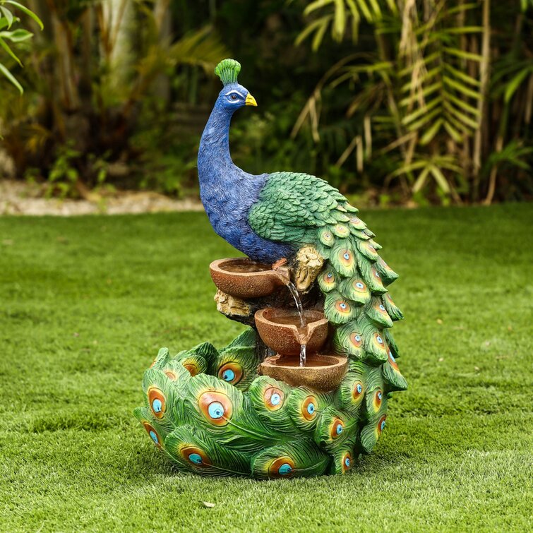 Chinle Resin Peacock Fountain