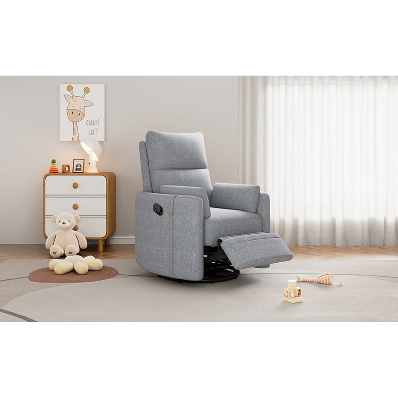 Chaise de chambre de bébé inclinable et pivotante avec deux coussins amovibles pour le salon, Gris foncé