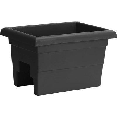 Novelty Countryside Plastic Railing Planter Flower Box, Black, 16in