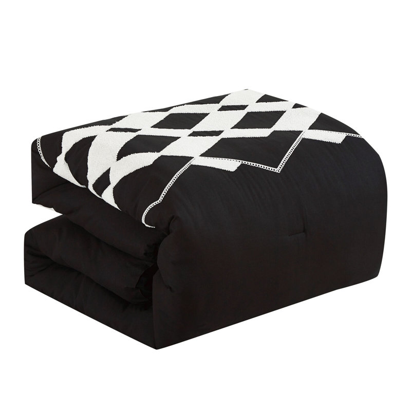 Polyester Comforter, Queen Comforter, Black/White