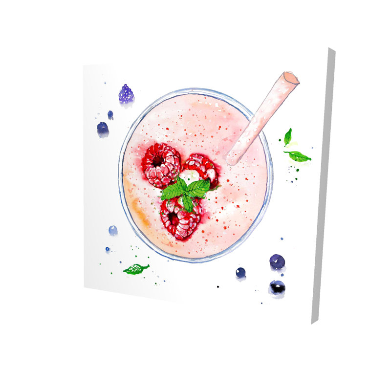 Strawberry & Raspberry Smoothie Canvas - Kitchen Wall Decor, 24" H x 24" W
