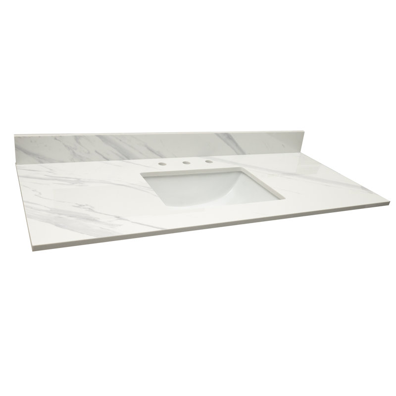 Calacatta Lumas 49-Inch White Marble Vanity Top with Single Sink