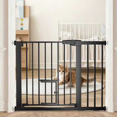 Auto Close Safety Gate with Pet Door 29.5"-40.5" Pet Gates for Doorways Stairs House