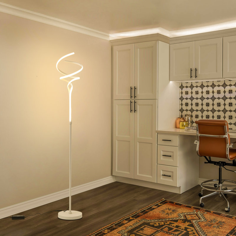 63’’ Led Novelty Floor Lamp Dimmable Black Floor Lamp with Remote, White