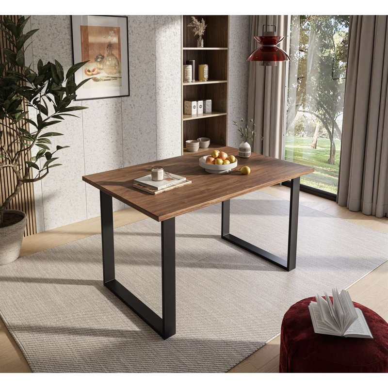 Sibyll Metal Base Dining Table, Stirling Oak, 76cm H x 125cm L x 80cm W