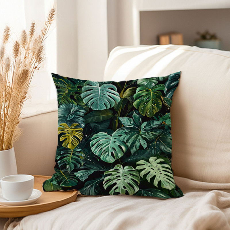 Animals William Morris Birds Damask Pattern I Cottage, 18"H x 18"W, Botanical Monstera Leaves Pattern IX Tropical