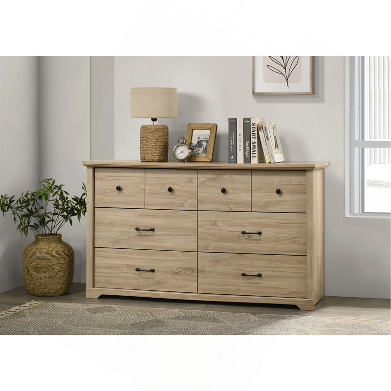 Commode à tiroirs et commode avec poignées, Chêne clair