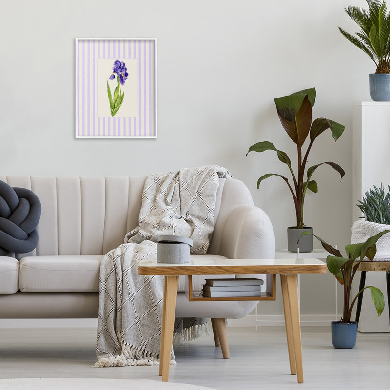 Giclée encadrée de mauve à rayures mauves, design par Lisa Wehmeyer, H 14 po x l 11 po
