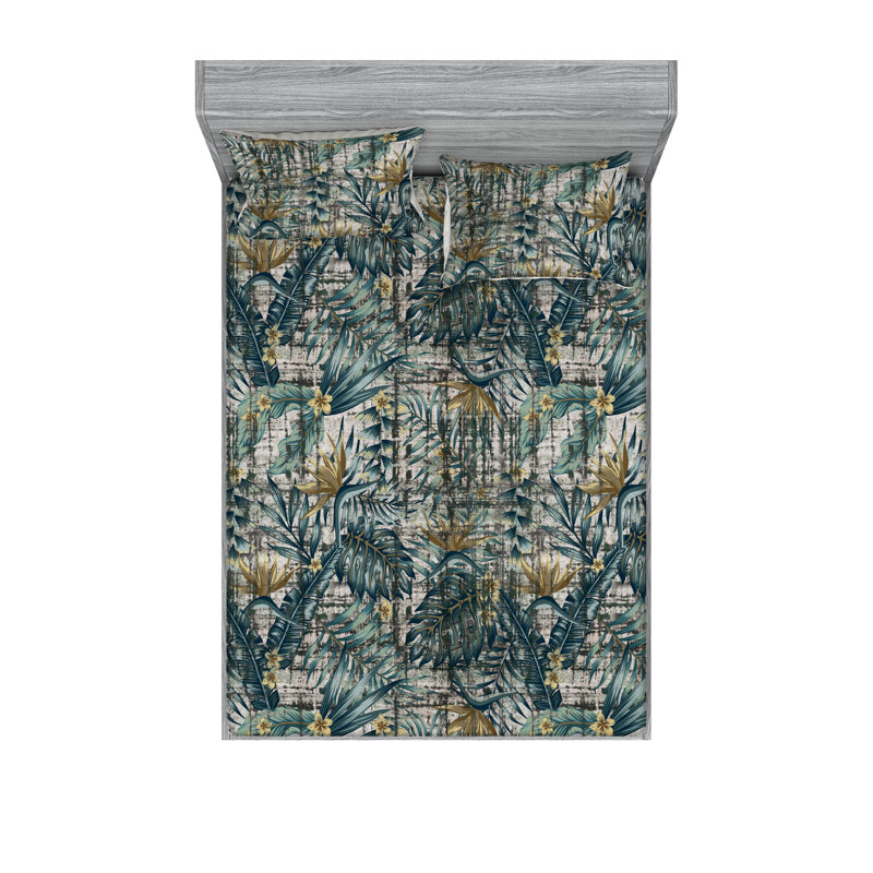 Drap-housse et taies décoratives 3 pièces Ambesonne, Ensemble de draps pour lit double avec 2 taies d'o