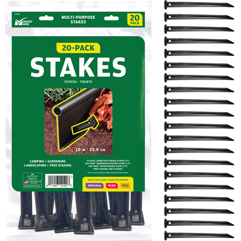 Allese 10'' H x 1'' W Black Polyethylene Plastic Anchoring Stakes