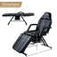 Lit d'esthétique noir à 3 sections, fauteuil de massage polyvalent avec deux plateaux, tabouret hydraulique et repose-pieds réglable-1820190384