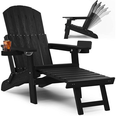 Ayron Foldable Outdoor Adirondack Chair With Ottoman