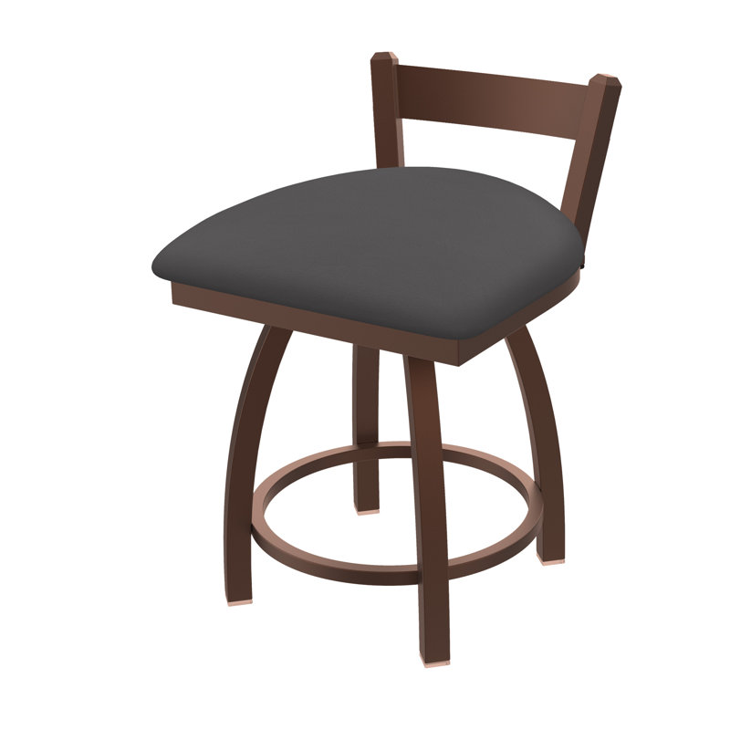 Catalina 18" Low Back Vanity Stool, Vinyl-Canter Kiwi Green, Bronze