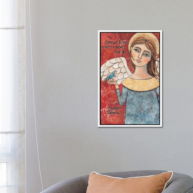 Spread Love by Teresa Kogut - Painting on Canvas, 66.04 cm H x 45.72 cm W, White Framed