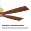 Ventilateur de plafond intérieur standard à moteur à courant continu, 5 pales en bois massif, avec télécommande et tige de suspension.-920432014-920432016-920432023