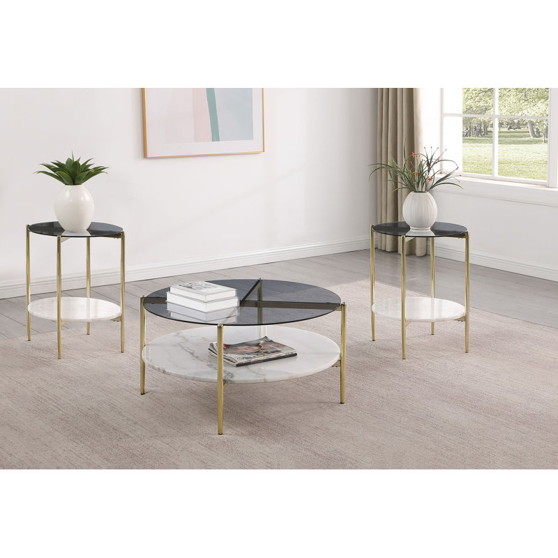 Ensemble de table basse et de bout Jonelle, 3 pièces: 2 tables de bout, table basse