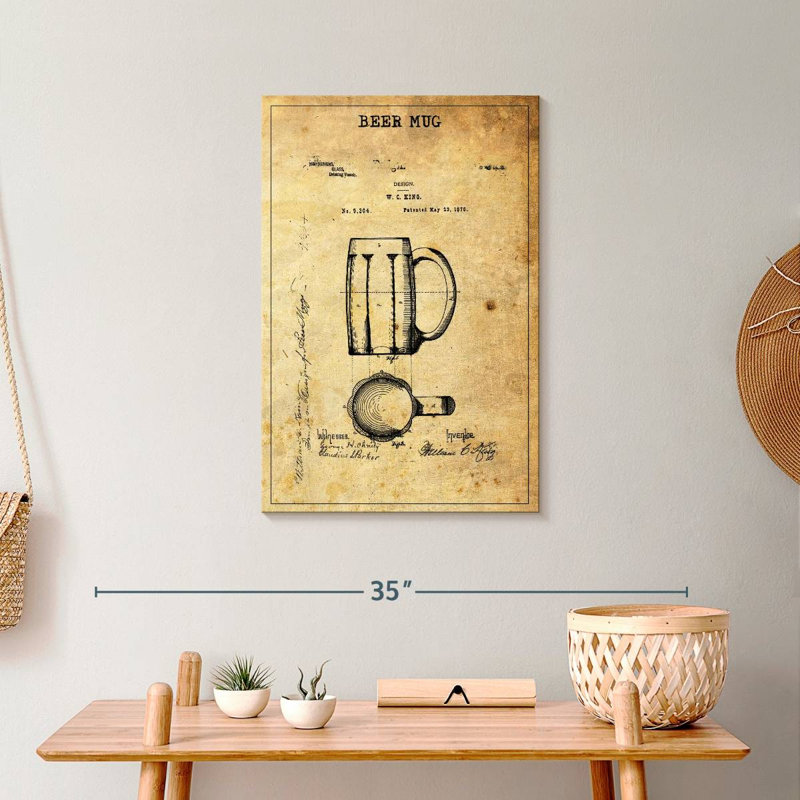 " Beer Mug Patent " by Patent Hunter, 16" H x 24" W x 1.25" D