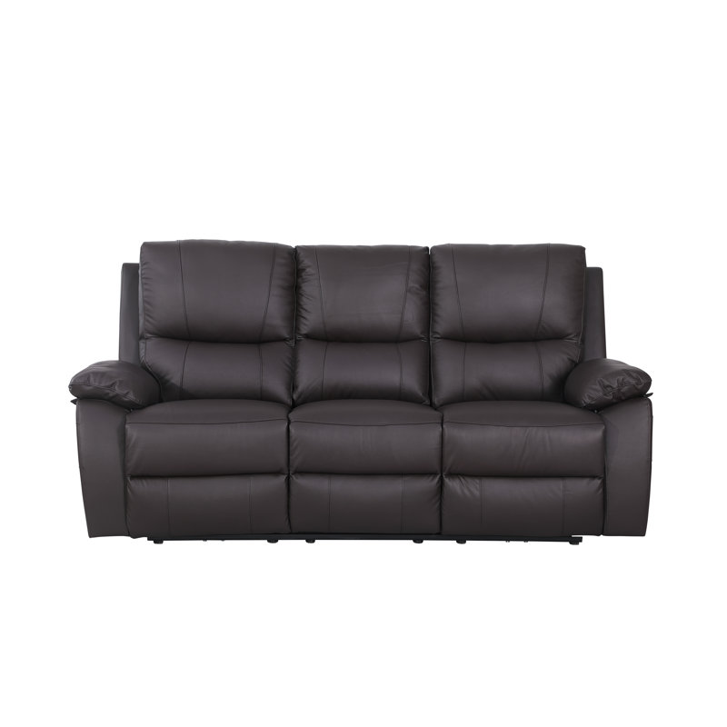 Ahni 2-Piece Genuine Leather Pillow Top Arm Recliner Sofa Set, Brown Genuine Leather