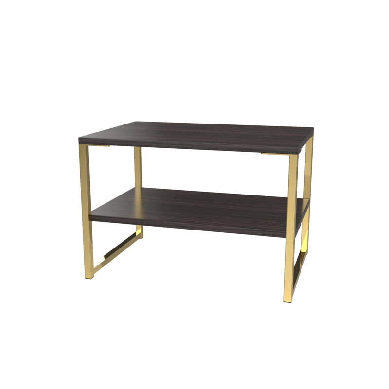 Fully Assembled Sled Coffee Table with Storage, Black/Gold