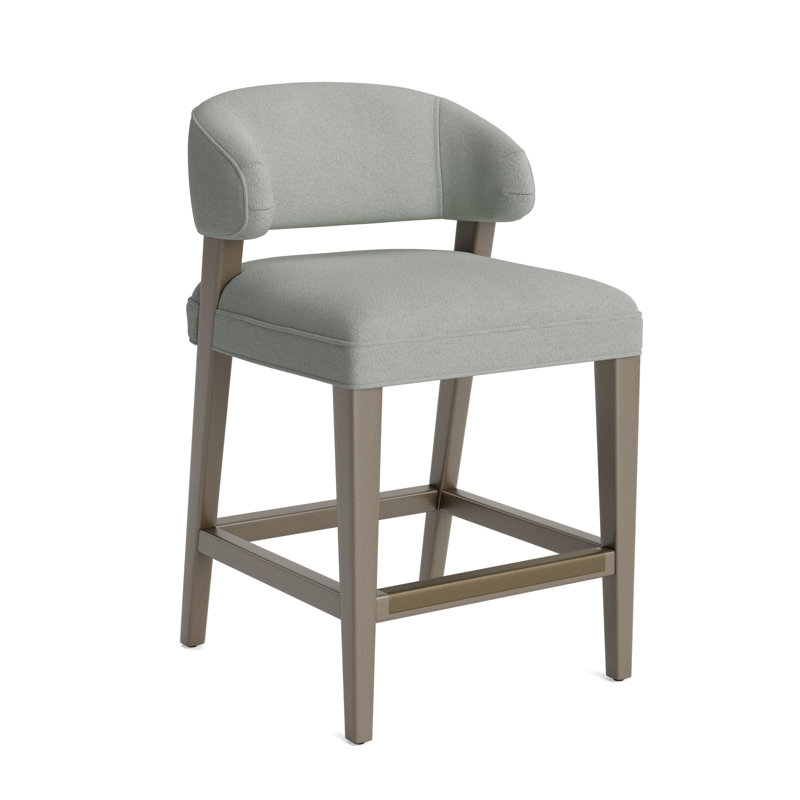 Keane Bar Stool, Performance Boucle - Mineral Green, Driftwood, Counter Stool (25” Seat Height)
