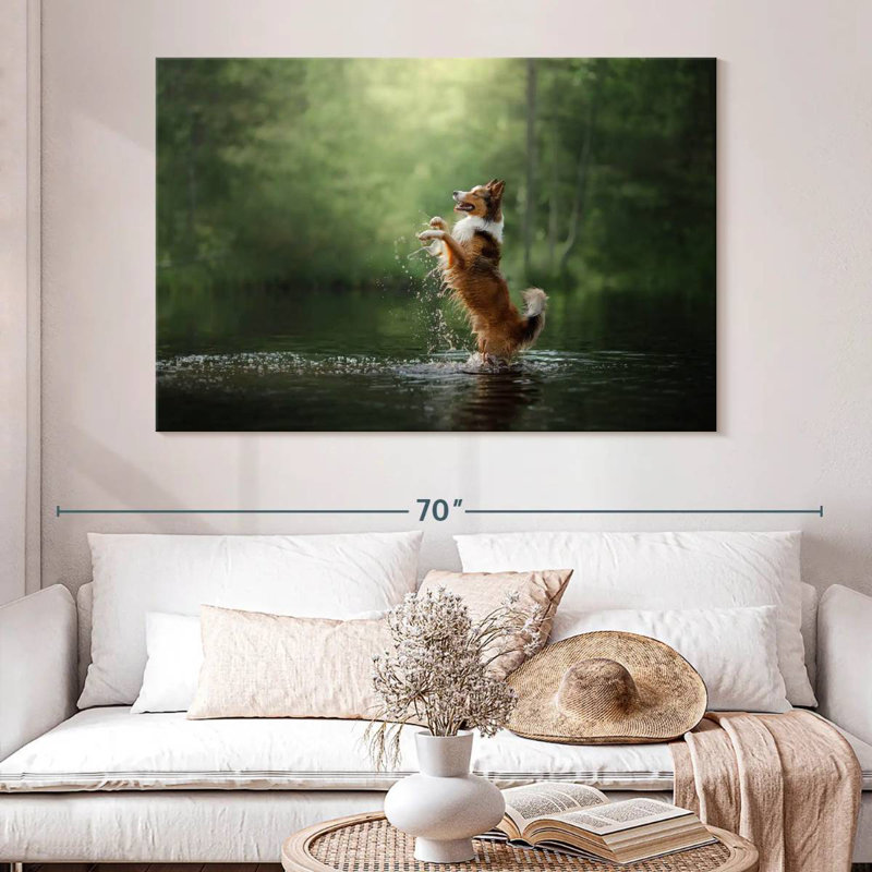 Playful Lake Dog, 34" H x 51" W