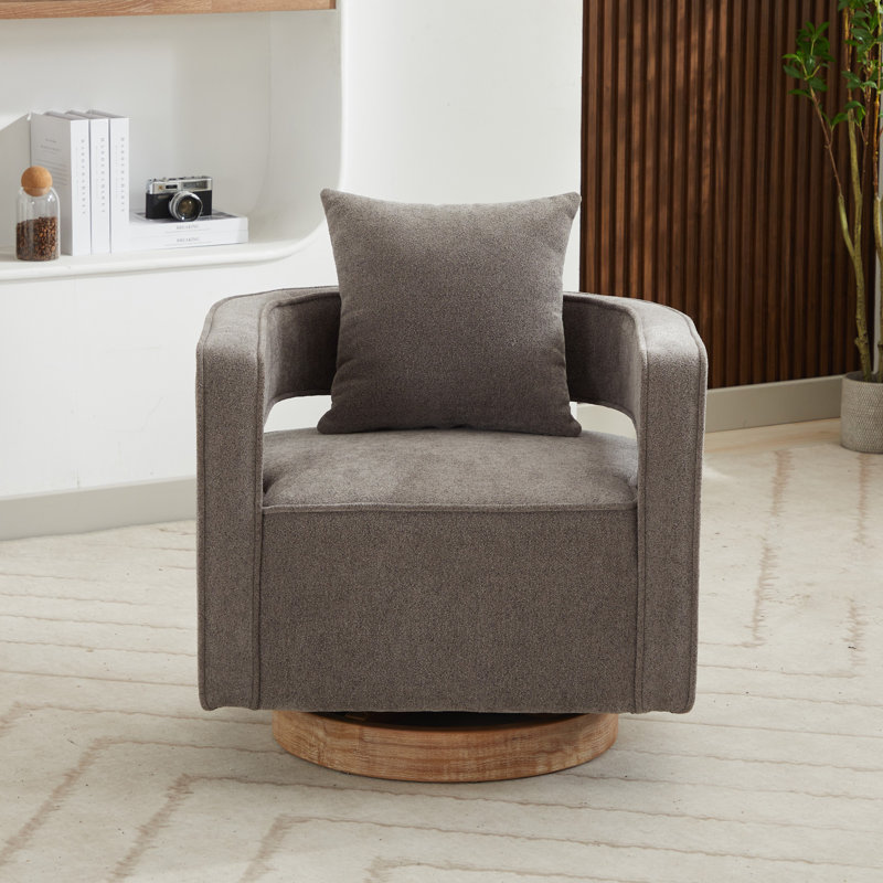 Davidanthony Upholstered Swivel Barrel Chair, Charcoal Polyester