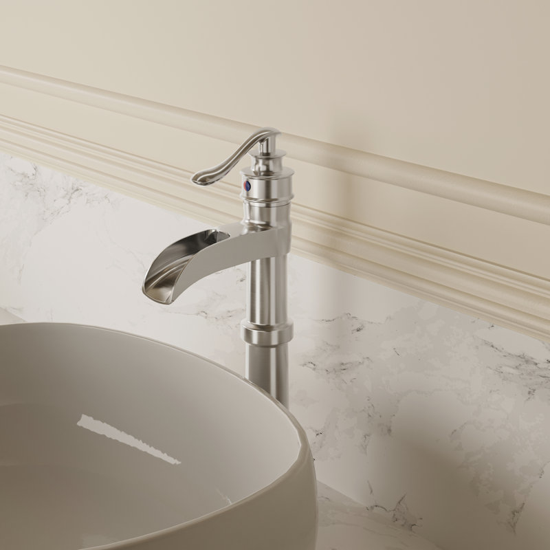 Déluge cascade en nickel brossé à un trou, poignée simple avec bonde, Nickel brossé