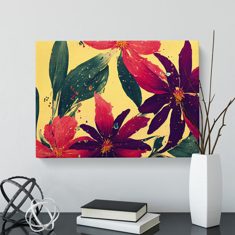 Heavenly Modern Flowers Abstract - Wrapped Canvas, 50cm H x 76cm W x 3cm D