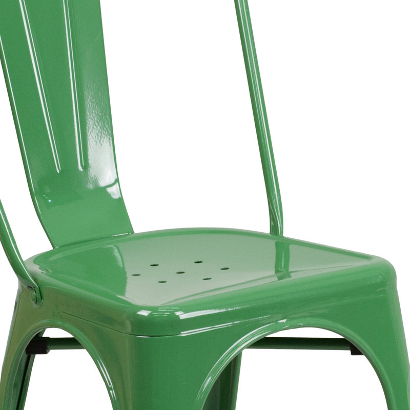 Commercial GradeMetal Indoor-Outdoor Stackable Chair, Green
