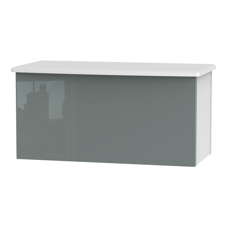 Fully Assembled Yvette Blanket Box, White/Grey Gloss