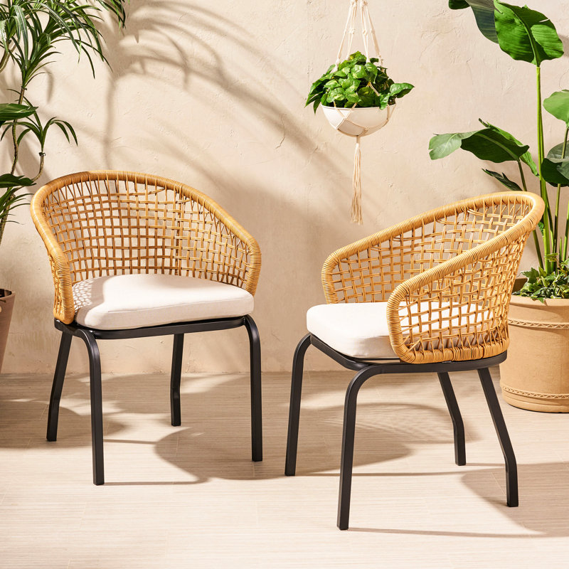 Graceful Outdoor Chairs - Brown Pe , Powder-Coated Metal Base, Cozy Seat Cushions Cool Construction, Cushion Support