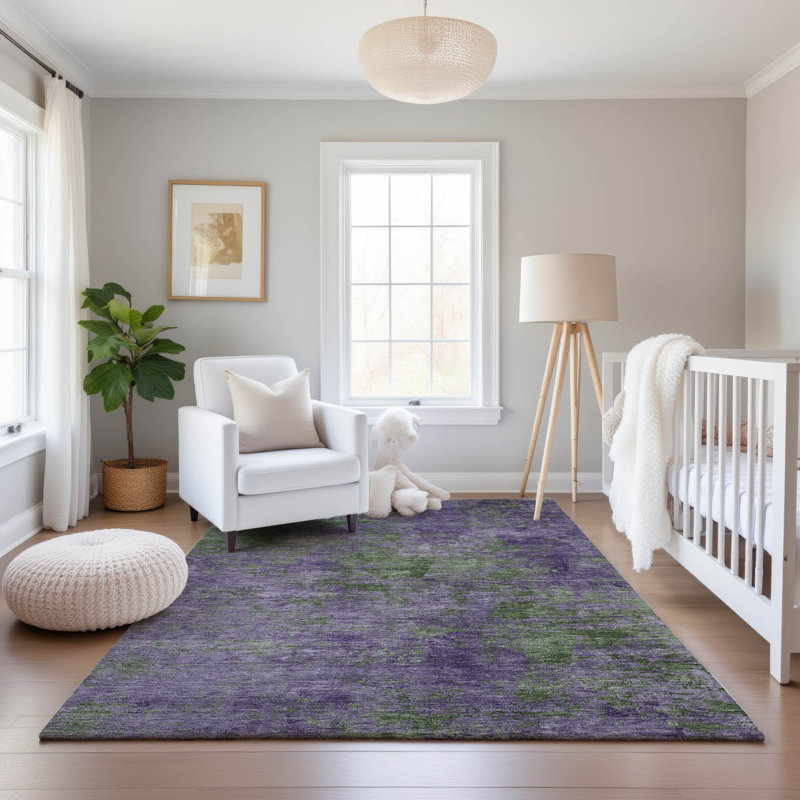 Tapis moderne lavable à la machine de qualité supérieure Kumbhar AMF1359, Rectangle 10 pi x 14 pi