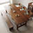 Brown Rectangular Solid Wood Trestle Dining Table-804953043