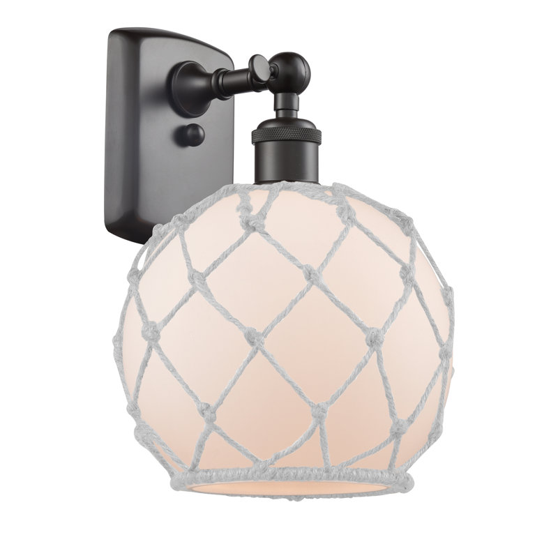 Applique murale articulée à 1 lumière Larocque, Blanc avec corde blanche, Ampoule DEL 6 watts Vinage, Bronze huilé