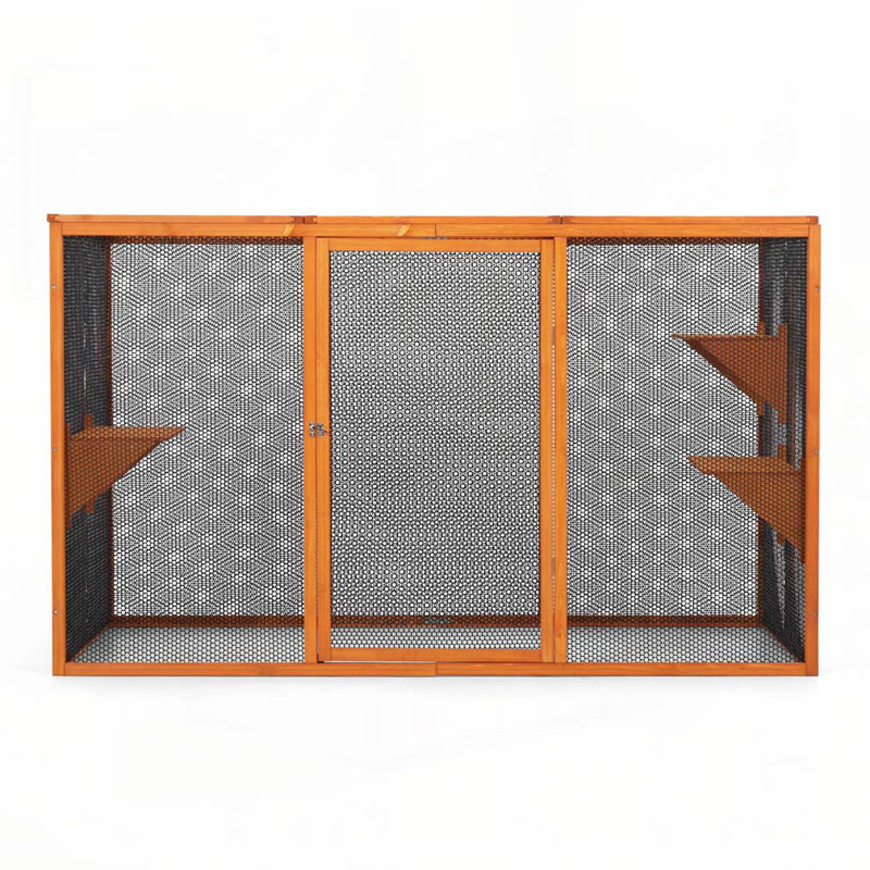 Enceinte pour chat amovible avec toit imperméable et 3 plateformes de saut, orange