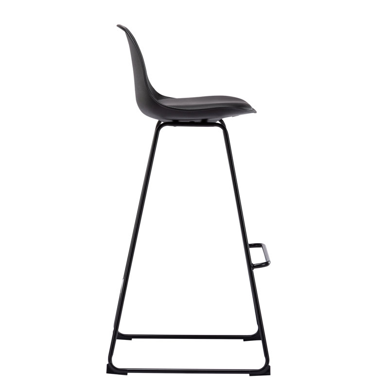 Wanette Upholstered and Faux Leather Bar Stool with Steel Frame