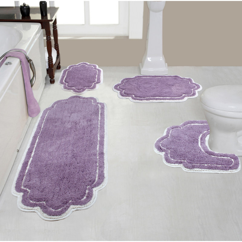 Ensemble de tapis pour salle de bain 100% coton Dobrinsky, lavable à la machine, séchage rapide, absorbant - ensemble de 4 pièces